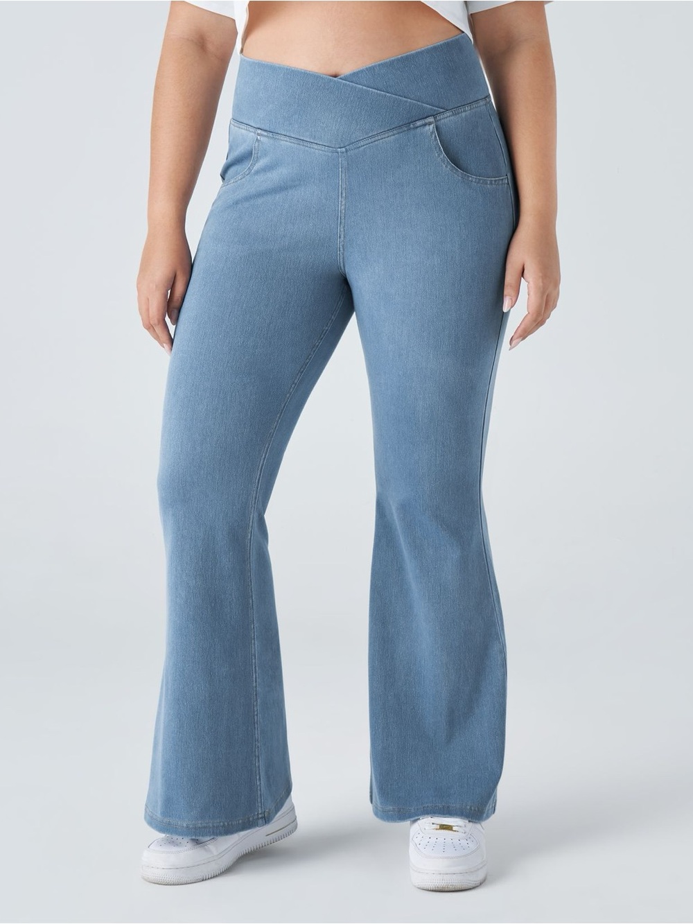 Halara Flex High-Rise Flare Crossover Jeans in Light Blue NWT Size XL